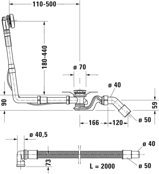 Слив-перелив Duravit полуавтомат - фото 2