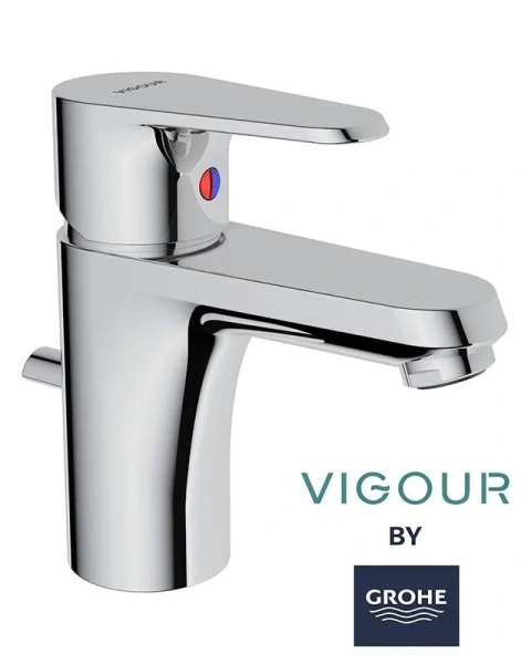 Смеситель для раковины Grohe Vigour с донным клапаном - фото 1