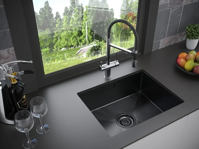 Мойка для кухни Paulmark Isar 59 см вороненая сталь, прямоугольной формы - фото 4