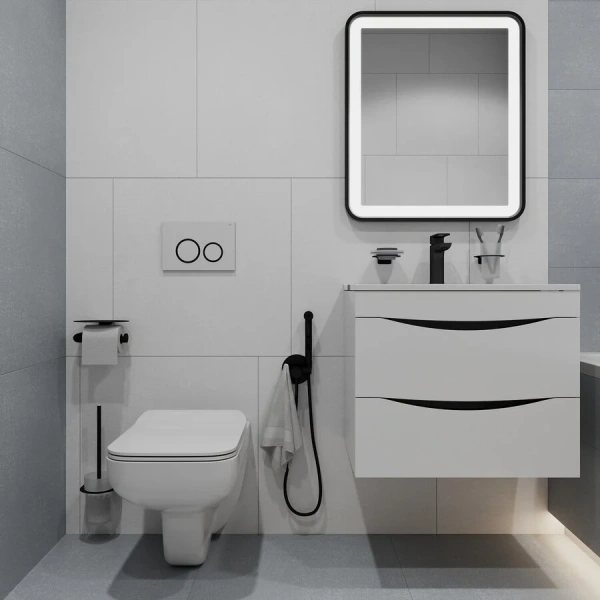 Клавиша смыва IDDIS Unifix белая/кольца черные - фото 3