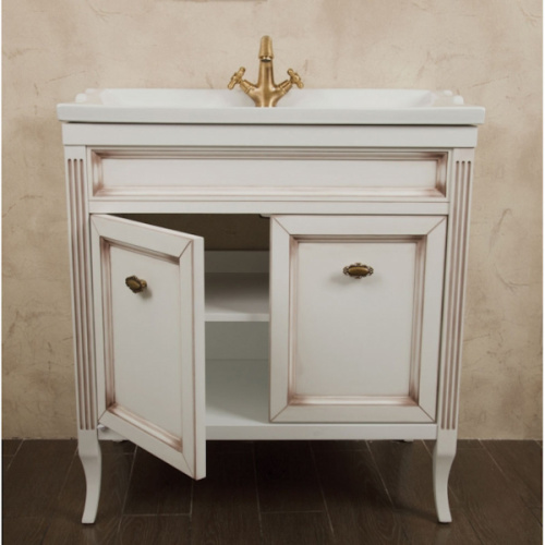 Тумба под раковину, цвет белый с патиной матовый, фурнитура бронза, La Beaute Vivien, по запросу index_1 - фото 4