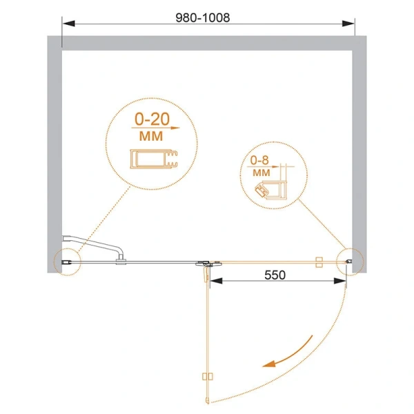 Душевая дверь в нишу Cezares Bergamo 100 см левая - фото 4