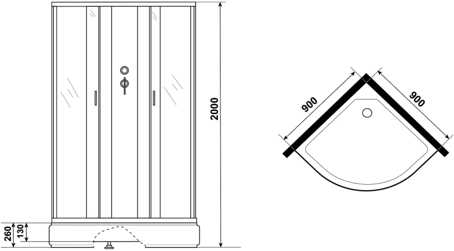 Душевая кабина Niagara Classic 90x90 см стекло тонированное index_1 - фото 12