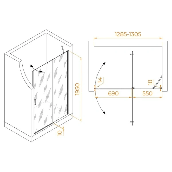 Душевая дверь в нишу RGW Leipzig LE-004Gr 130 см профиль серый - фото 2