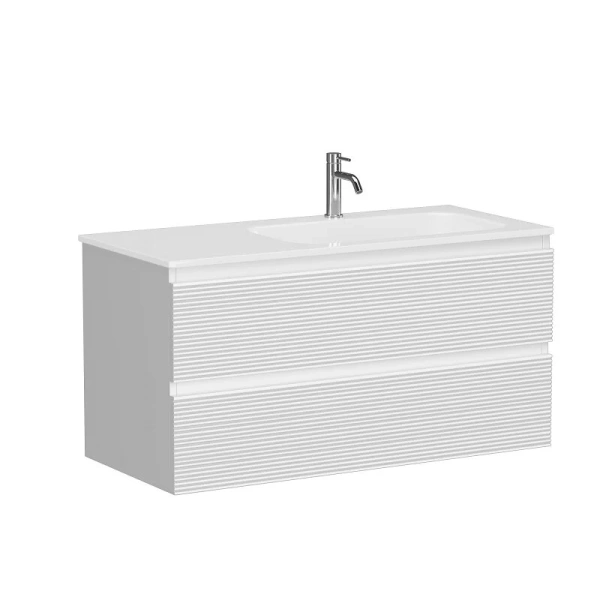 Тумба под раковину подвесная Sancos Folk 100 см левая bianco, современная, hi-tech - фото 3