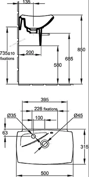 Раковина Jacob Delafon Escale Е1025-00, современные, hi-tech - фото 2
