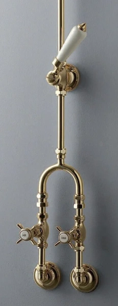 Душевая система настенная с запорным краном, светлое золото, Devon&Devon - фото 1