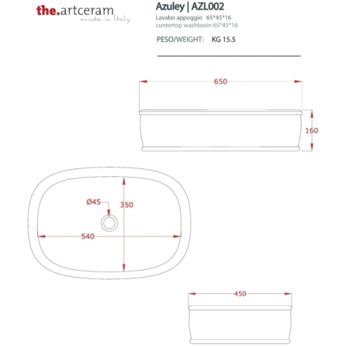 Раковина консоль ArtCeram Azuley AZL002 - фото 4