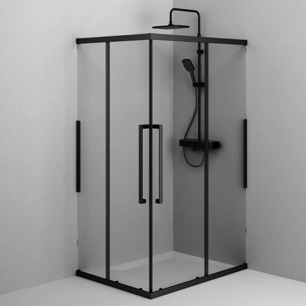 Душевой уголок Am.Pm Func 120x90 см профиль черный, стекло прозрачное, стеклянные, угловые, без поддона - фото 6