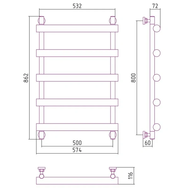 Полотенцесушитель водяной Сунержа Атлант 50х80 см шампань, современные, hi-tech - фото 2