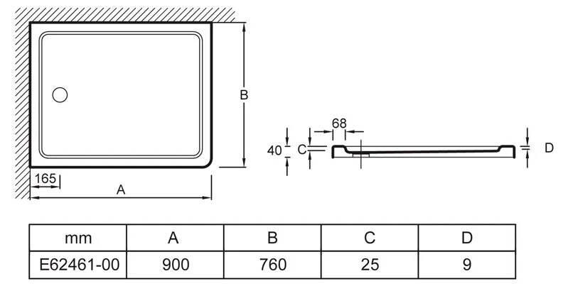 Душевой поддон акриловый Jacob Delafon Flight 90х76 см белый, низкие до 15 см - фото 2