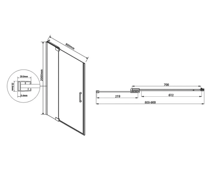 Душевая дверь в нишу Vincea Extra 90 см профиль хром, стекло прозрачное, современные, hi-tech - фото 2