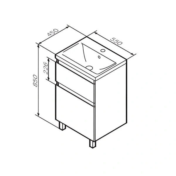 Тумба под раковину напольная Am.Pm X-Joy 55 см белый глянец - фото 2