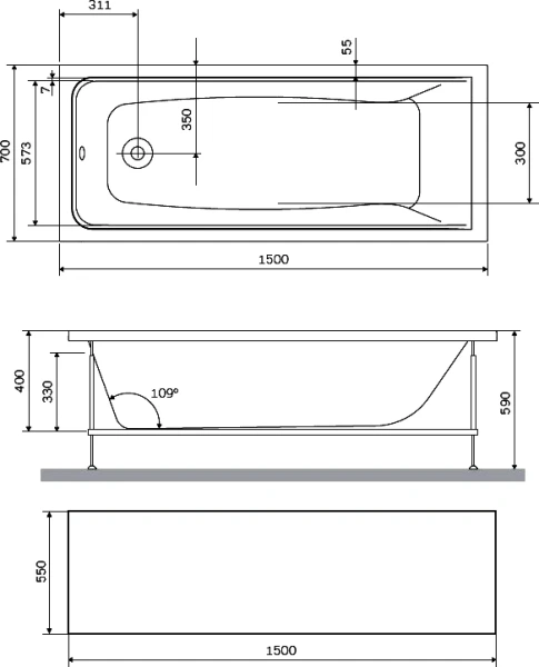 Панель фронтальная Am.Pm Gem 150 см белая index_1 - фото 3
