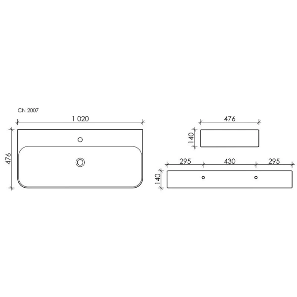 Раковина Ceramica Nova Aura 102 см белая, современные, hi-tech - фото 2