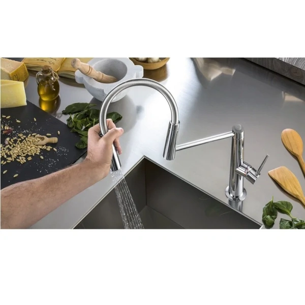 Смеситель для кухни Nobili Levante хром, высокие, из латуни, округлая форма - фото 5