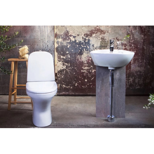 Унитаз компакт Gustavsberg Estetic 8300 безободковый белый, крепление на силикон, с бачком - фото 2