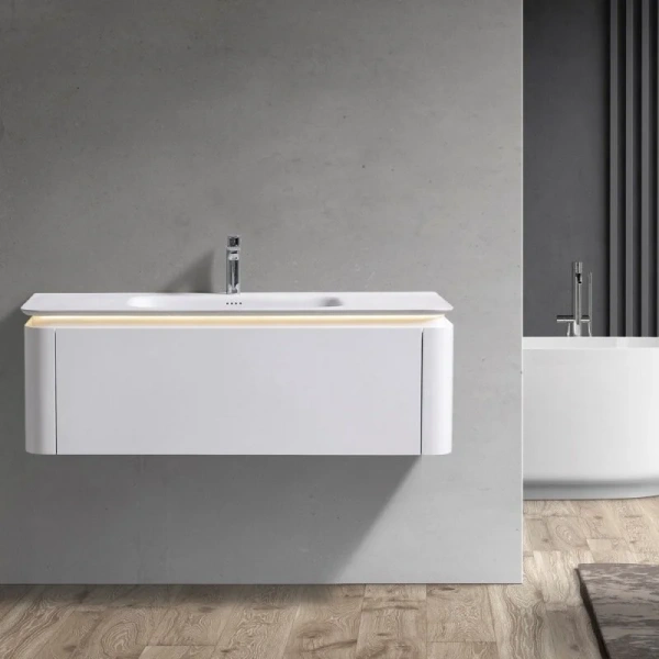Тумба с раковиной подвесная Black&White Universe 120 см Milk white, белая - фото 7
