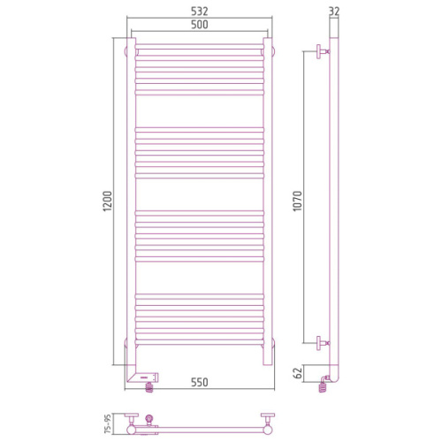 Схема, из нержавеющей стали, без полки, неповоротные - фото 6