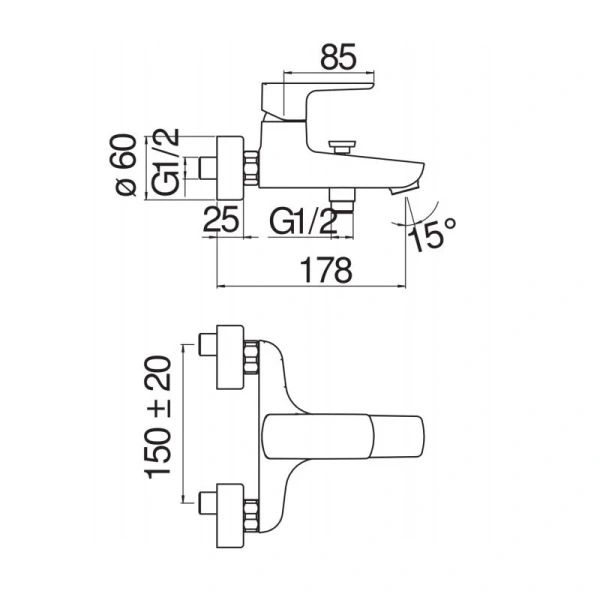 Смеситель для ванны Nobili Acquaviva VV103110 латунь - фото 2