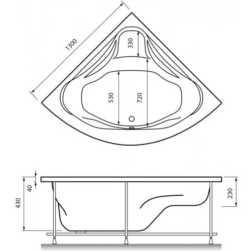 Ванна акриловая Relisan Rona, 130 х 130 см, современныe, hi-tech - фото 3