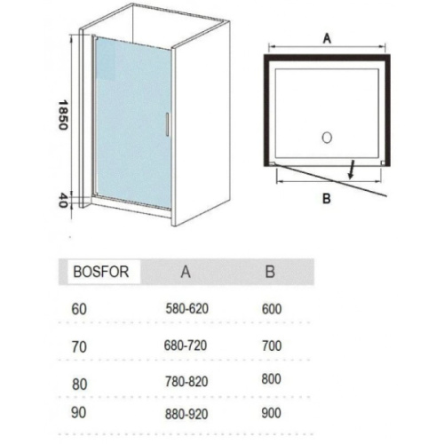 Душевая дверь в нишу River Bosfor 80 см распашная - фото 2