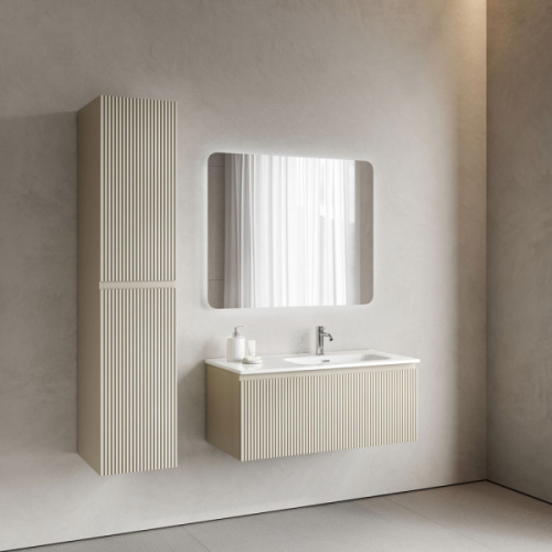 Тумба под раковину подвесная Sancos Snob R 1.0 100 см правая beige soft, бежевая - фото 7