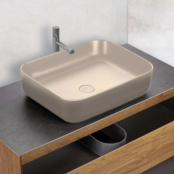 Раковина Vincea 50 см керамическая, капучино матовый - фото 3