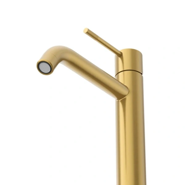 Смеситель для раковины Cezares Relax брашированное золото, из нержавеющей стали, округлая форма - фото 5