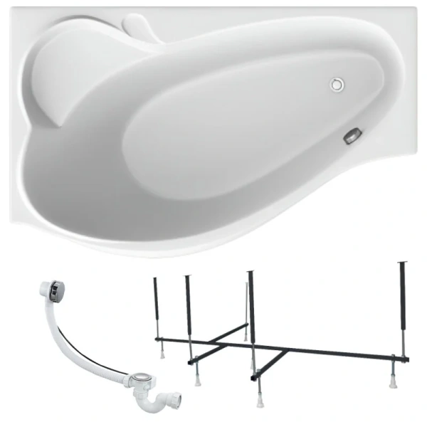 Ванна акриловая 1MarKa Gracia 01гр1590лкс2+/01гр1590пкс2+, 150 x 90 см, левая/правая, цвет белый, в наличии - фото 9