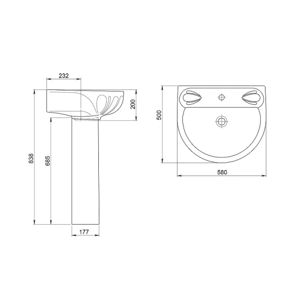 Раковина Santeri Лотос 58 см подвесная - фото 2