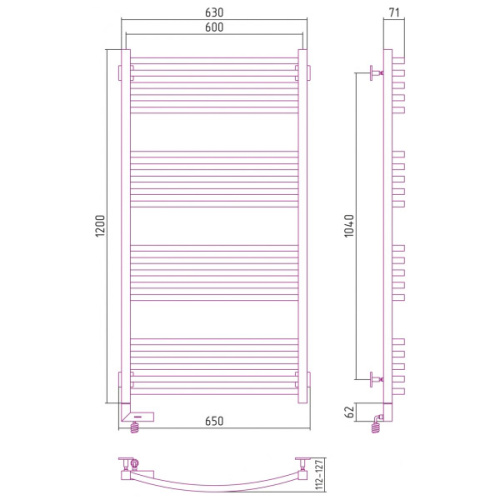 Полотенцесушитель электрический Сунержа Аркус 2.0 60x120 см левый - фото 3
