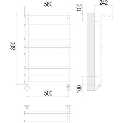 Полотенцесушитель водяной Terminus Ватра П8 500х800 с полкой - фото 3