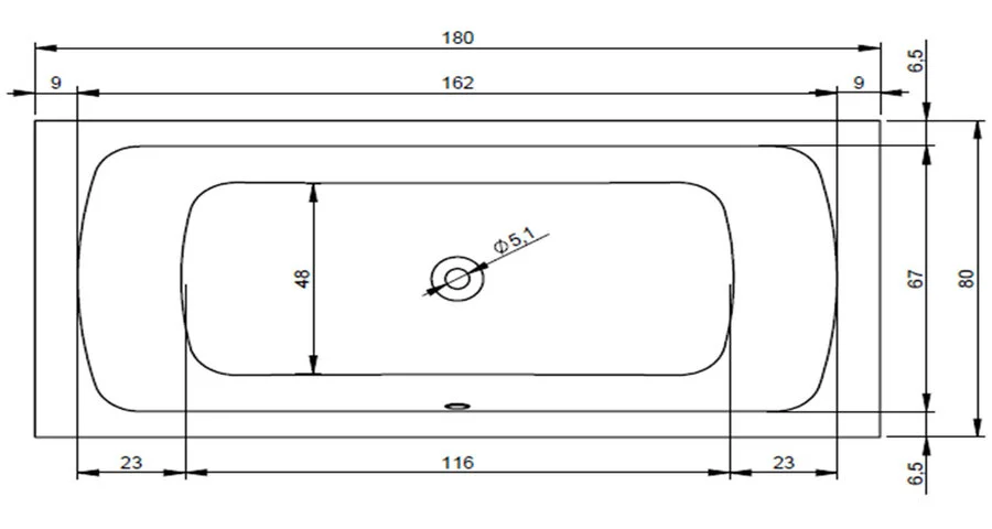 Акриловая ванна Riho Turin 180 х 80 см (BB3600500000000) - фото 2