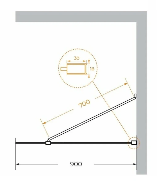 Душевая перегородка Cezares Liberta 90 см профиль черный стекло прозрачное - фото 2