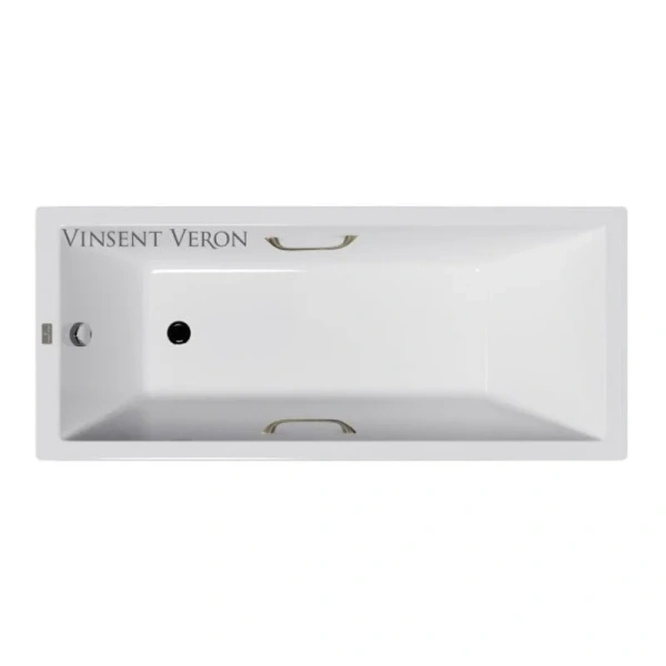 Чугунная ванна Vinsent Veron Square VSQ1407045H/VH0012BR, 140 x 70 см, ручки бронза, цвет белый - фото 1