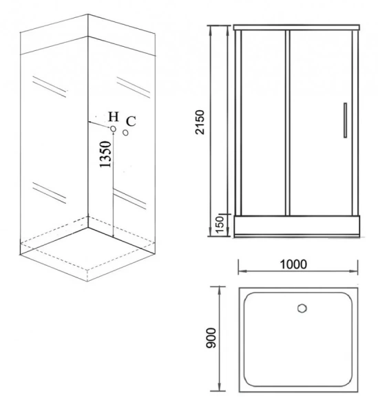 Душевая кабина Grossman 100x90 см черная, прямоугольные - фото 2