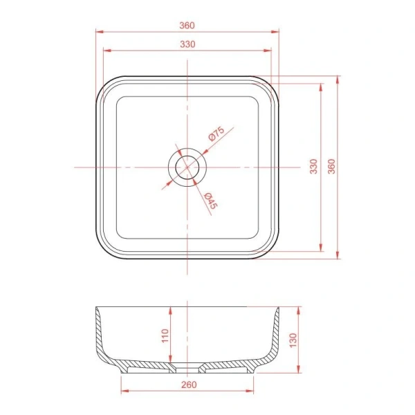 Раковина Montebianco Loreto Piazza 36 см белая матовая - фото 2