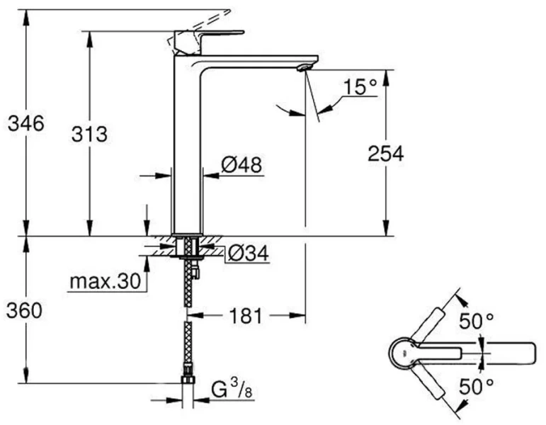Смеситель для раковины хром Grohe Lineare , для раковины - фото 2