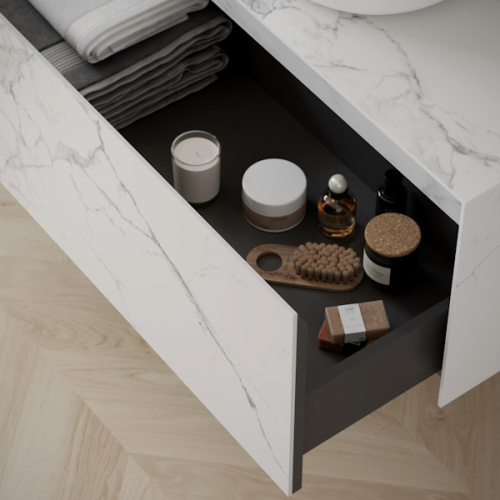 Тумба под раковину подвесная Sancos Stone 120 см statuario white, современная, hi-tech - фото 3