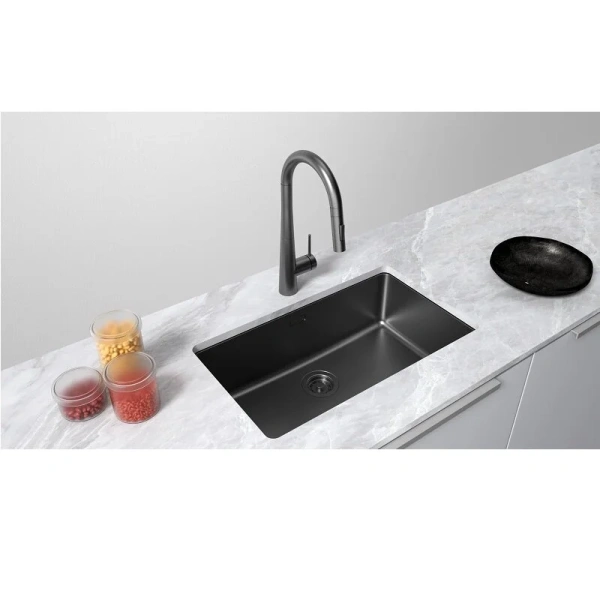 Мойка для кухни Paulmark Yuni 76 см черная матовая - фото 4