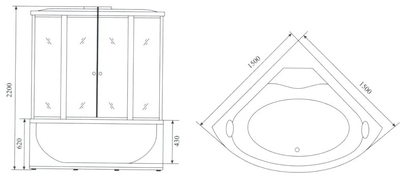 Душевой бокс Timo Lux 150x150 см высокий поддон - фото 2