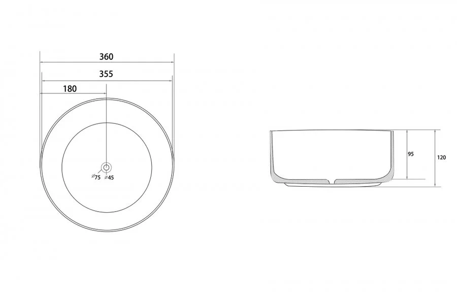 Раковина Abber Bequem 36 см светло-серая матовая, современные, hi-tech - фото 2