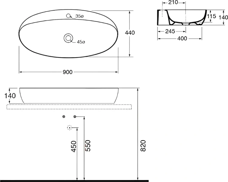 Раковина Azzurra Elegance 90 см овальная - фото 3