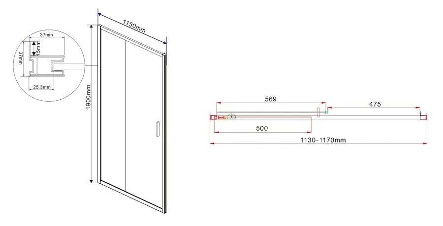 Душевая дверь в нишу Vincea Garda 115 см стекло шиншилла, современные, hi-tech - фото 2