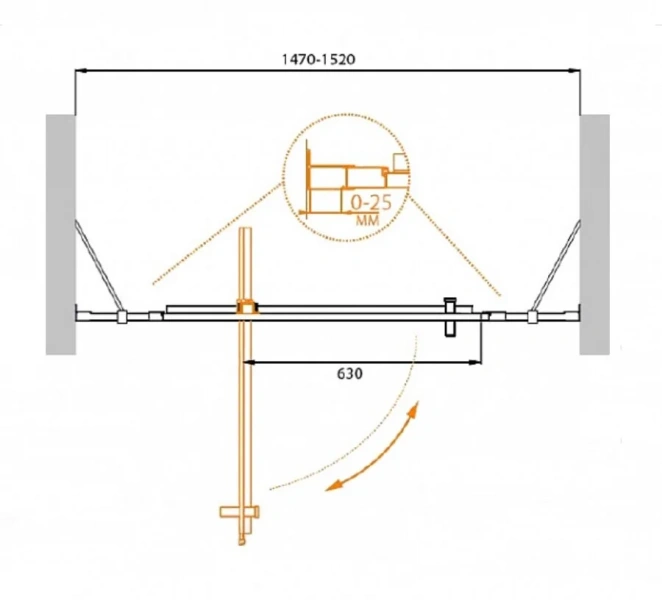 Душевая дверь в нишу Cezares Molveno 150 см распашная, современные, hi-tech - фото 2