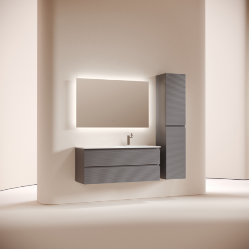 Тумба под раковину подвесная Sancos Folk 120 см grey soft правая, современная, hi-tech - фото 3