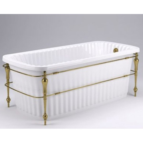 Ванна из искусственного камня Migliore Olivia Console 174х80 см белая, консоль золото - фото 4