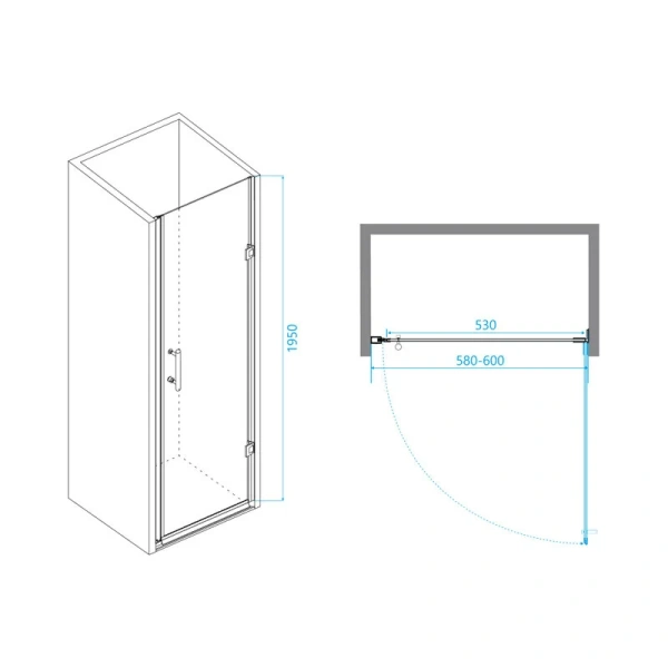 Душевая дверь в нишу RGW Passage PA-06B 60 см стекло прозрачное, современные, hi-tech - фото 2