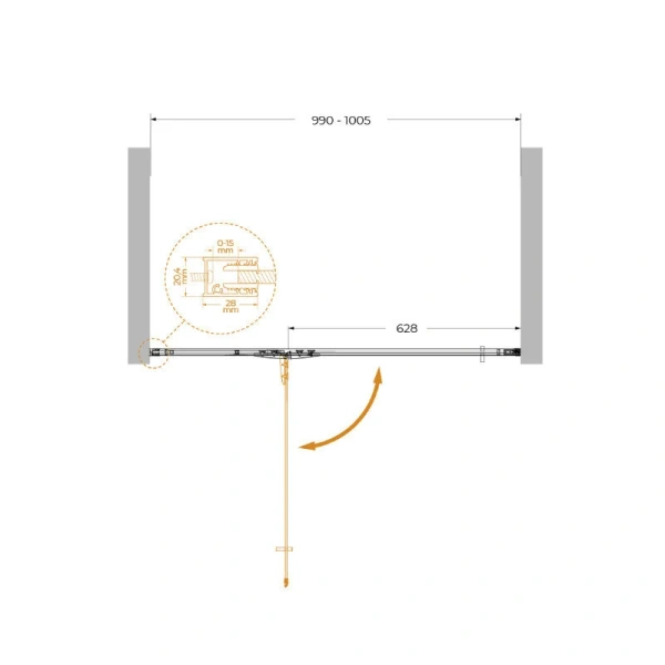 Душевая дверь в нишу Cezares Liner 100 см правая - фото 2